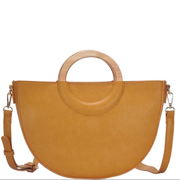Stylish Semi Circle Modern Satchel w/long strap - Picture 3 of 6